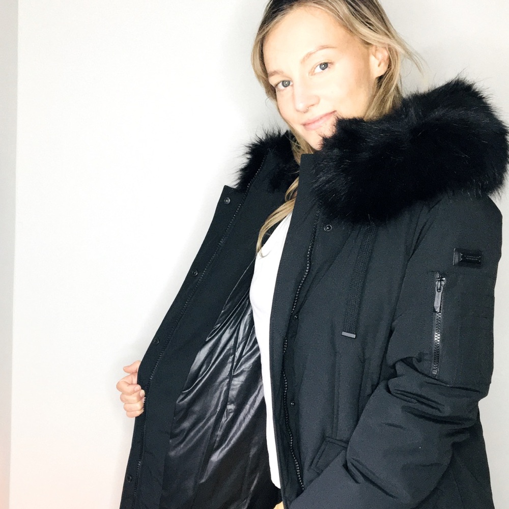 BCBG MaxAzria Puffer Parka Coat w/ Detachable Hood